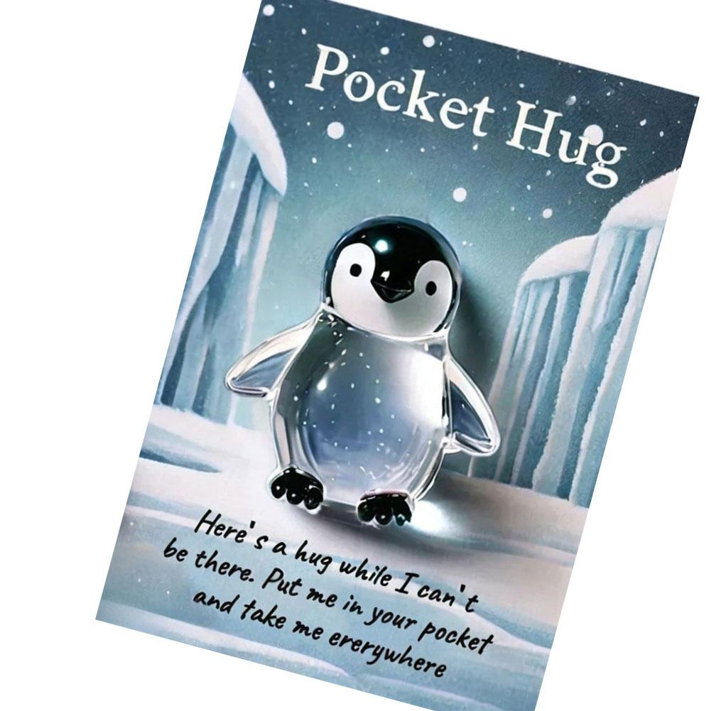 1pcs Mini Resin Animal Pocket Hug Decor With Card For Birthday Christmas Thanksgiving Emotional Comfort Ornament Portable Gift