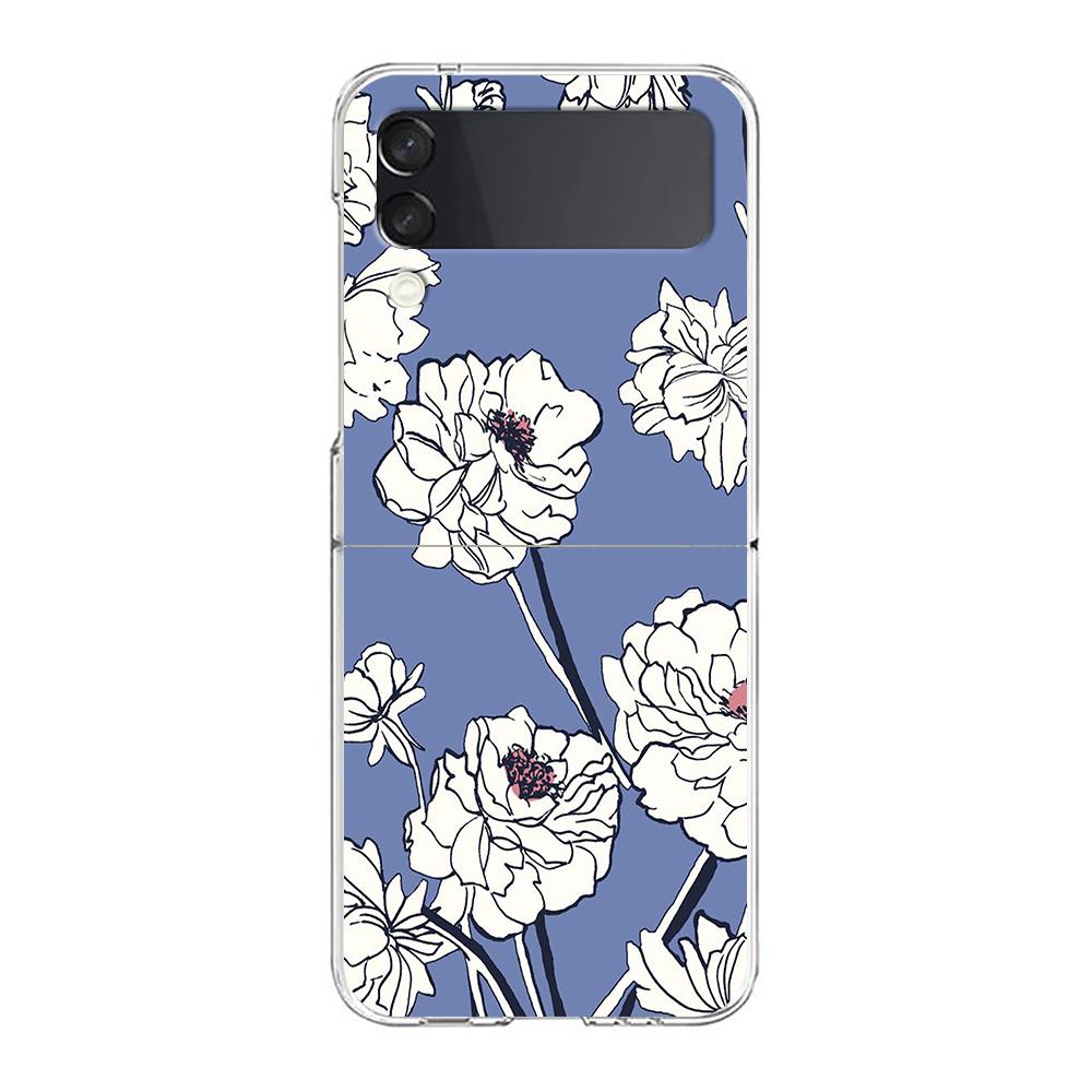 Чехол для телефона 'Цветы' для Samsung Galaxy Z Flip 7 6 5 4 3 Для Samsung Flip7 Flip6 Flip5 Ударопрочный Пылезащитный Жесткий Складной Чехол