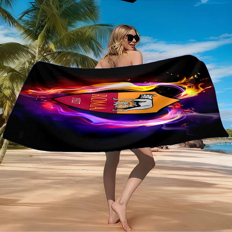 Roma Football Club Crest Beach Towel Microfiber Beach Towel, Lightweight and Quick-Dry, for Summer Travel, Swimming Pool Fan Birthday Gift