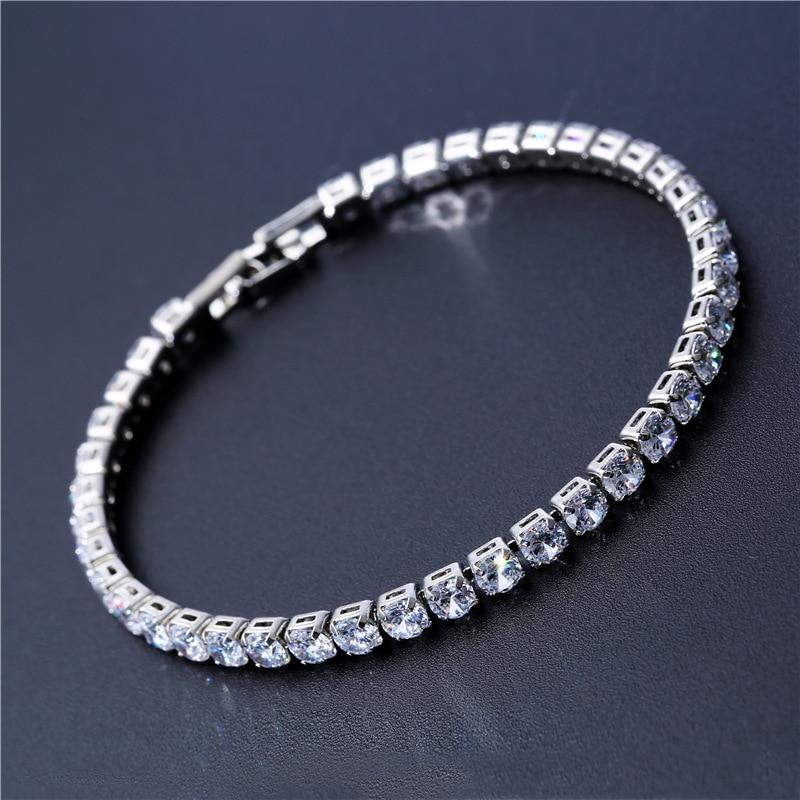 Luxury 4mm Cubic Zirconia Tennis Bracelets Iced Out Chain Crystal Wedding Bracelet for Women Men Gold Silver Color Bracelet