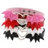 DIEZI Harajuku Gothic Heart Wing Bat Wings Necklaces Pink White Red Black PU Leather Choker Necklaces For Women Cosplay Jewelry