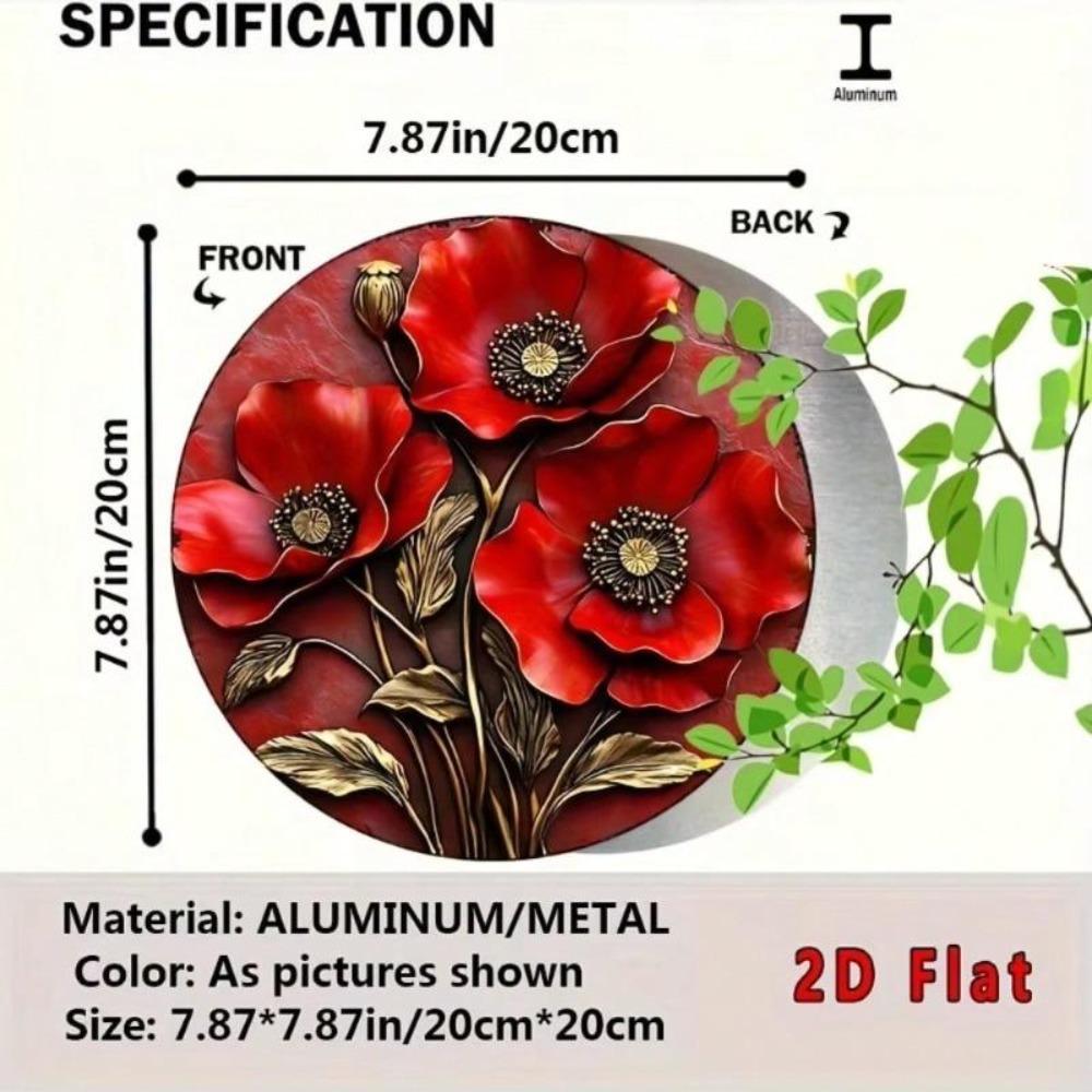 Красный Мак Металлическое Настенное Искусство 2D Алюминиевый Знак Декор Офиса Домашний Бар Кафе