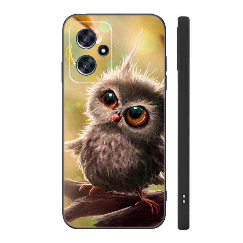 Милый мультяшный сова черный силиконовый чехол для телефона для Xiaomi POCO X3 X4 NFC F3 F4 GT F5 M3 M4 M6 X5 X6 Pro 5G C55 C65 M5