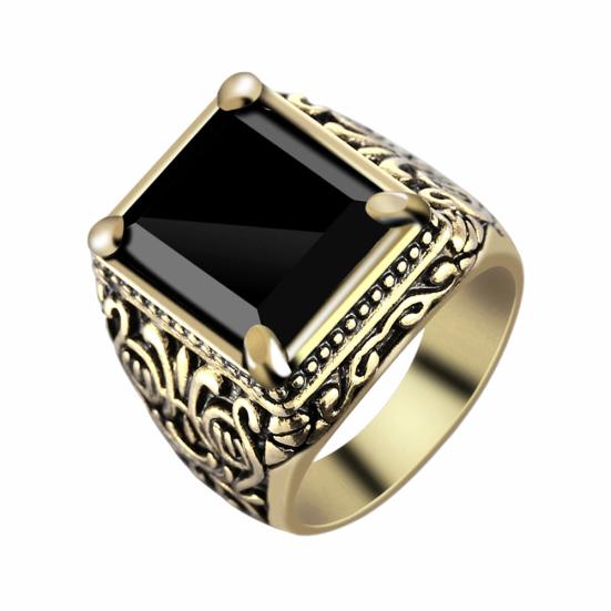 Китайский тотем, винтажное квадратное мужское банкетное кольцо из смолы, широкое ювелирное изделие на палец