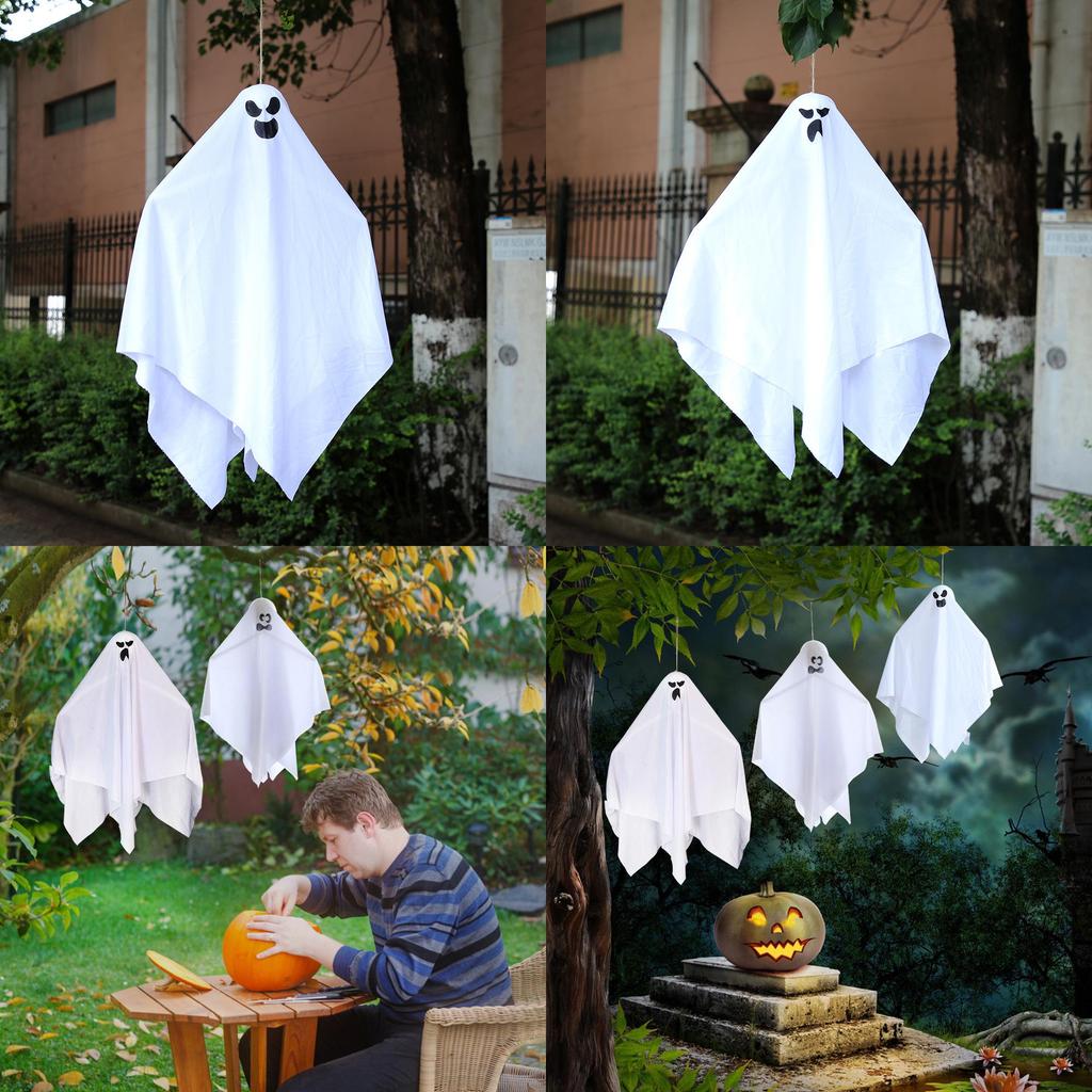 Whimsical White Ghost Hanging Decoration For Spooky Haunted House Halloween Decor