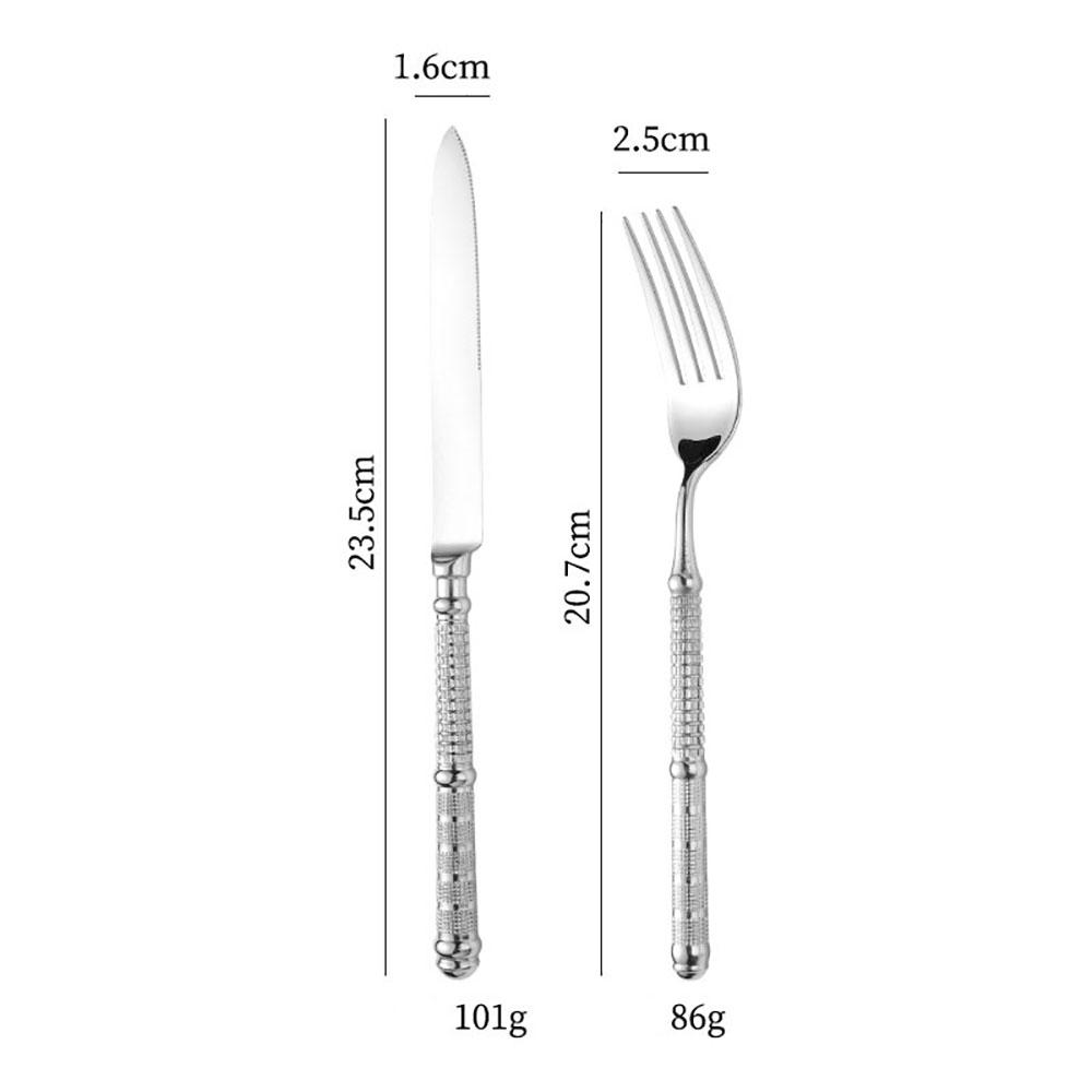 Light Luxury Stainless Steel Tableware Embossed Floral Pattern Knife Fork Spoon Set Durable Silverware for Home Restaurant
