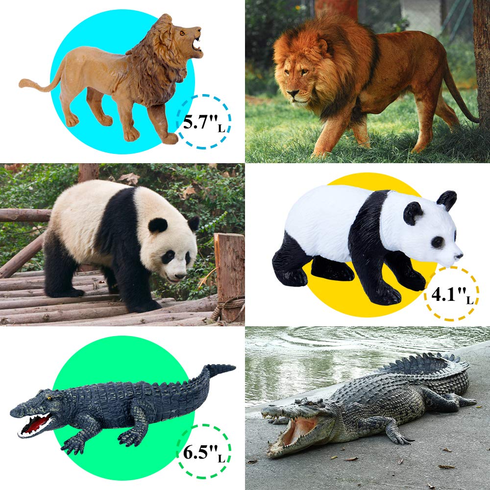 Mini Tudou 12pcs Safari Animal Figures Toys and 145x98cm Large Playmat Realistic Jumbo Jungle Wild Zoo Animal Figures Playset Includes Suitable for