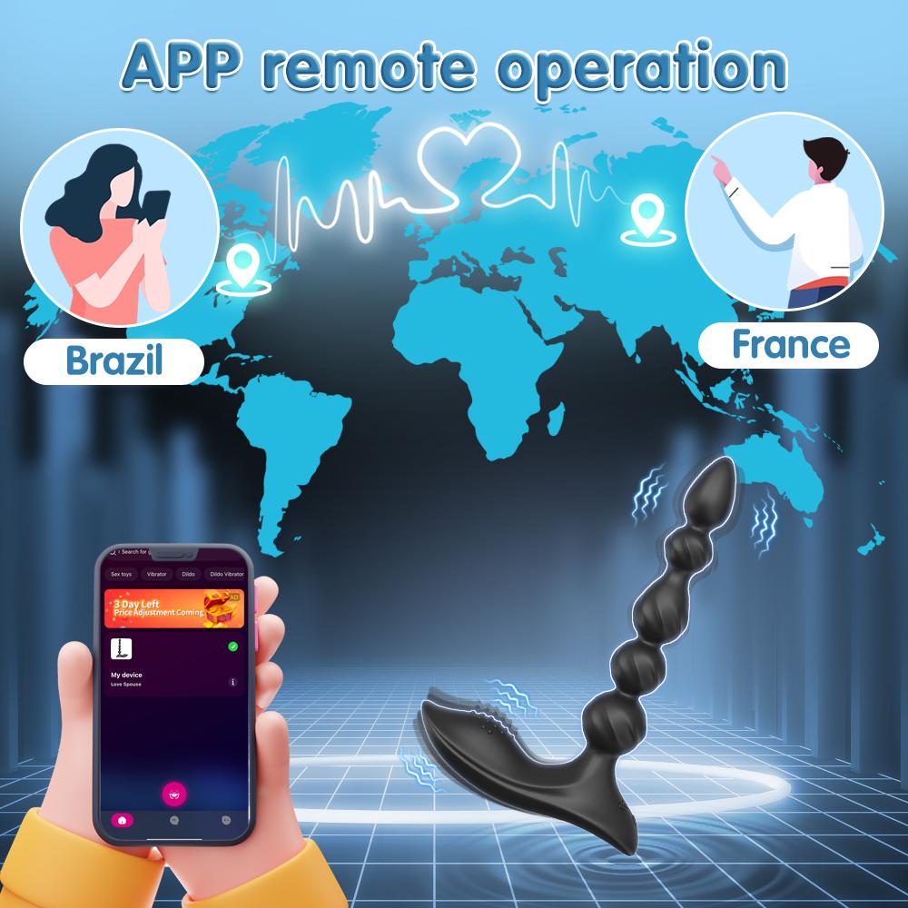 Управление через приложение Анальный вибратор для мужчин Массажер простаты Анальная пробка Анальные шарики Игрушки для взрослых для женщин Мужская гей-мастурбатор игрушка
