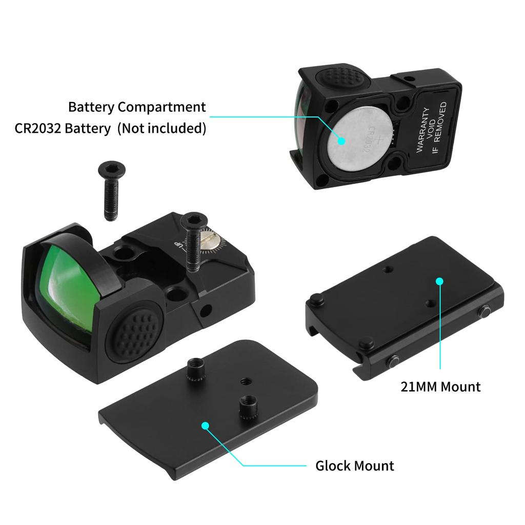 FOCUHUNTER 1x22 2MOA Мини Микро Коллиматорный Прицел, Профессиональный Компактный Оптический Прицел с Функцией Пробуждения, Автоматическое Включение/Выключение, Водонепроницаемый,