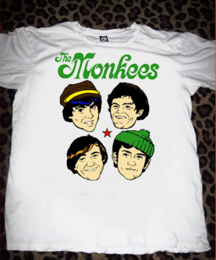 Vintage Monkees Guitar Band Gift Fan White full size t-shirt Cotton Unisex CH090