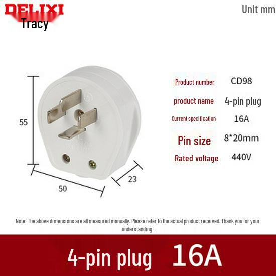 DELIXI DZ47X425 Промышленная 4-гнездная модульная розетка 25А для DIN-рейки