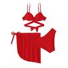 Swimsuit Women's Hard Clad Steel Split Bikini Set Retro Solid Color Hollow Out Swimwear
