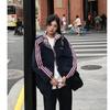 Womens Short Color Block Plaid Puffer Jacket Winter Zip Up Stand Collar Coat