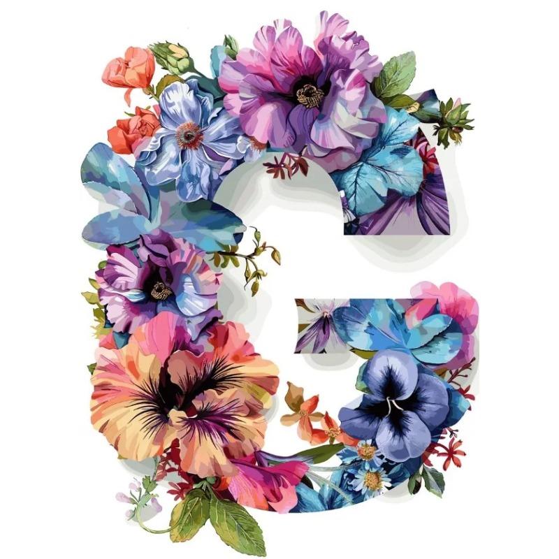 Flower Alphabet Wall Art Wreath Letters Canvas Painting Fashion Modern Aesthetic Poster Wall Pictures Home Decor For Living Room