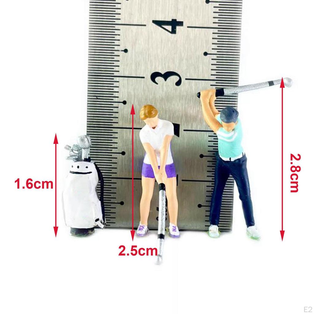 3 шт. 1:64 масштабные фигурки людей с сумкой для гольфа, миниатюрная сцена, украшение, поезда