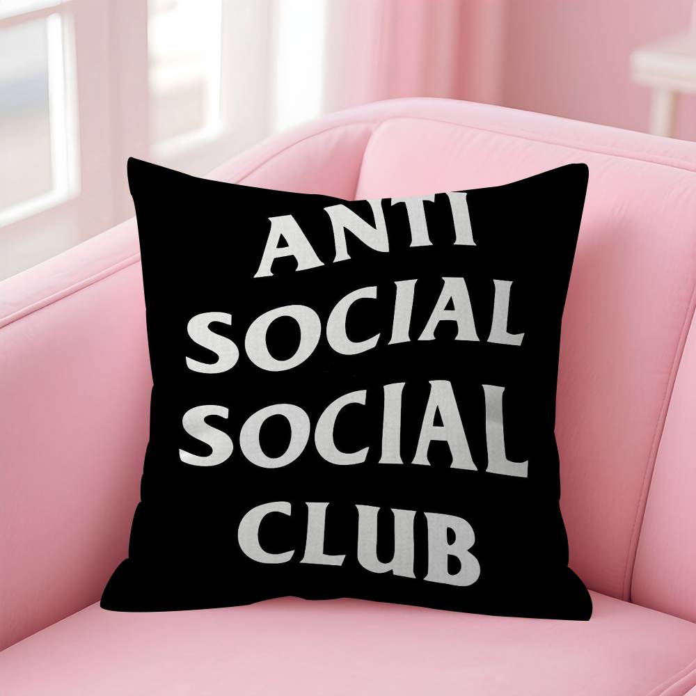 Логотип Anti Social Social Club Персонализированное изображение Текст Домашние декоративные подушки Бытовые подарки 45x45 см