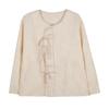 Mi-style outfit, Chinese-style jacquard top, outerwear, women's autumn new plus-size girl lace-up cover-up coat 130023