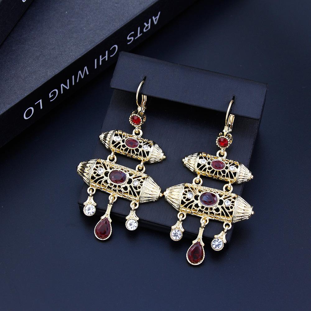 Шикарные женские серьги золотого цвета, ювелирные изделия для невесты, длинные геометрические серьги, традиционное искусство, бижутерия