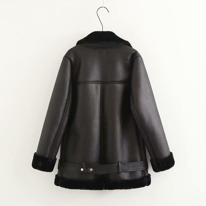 Женская шуба средней длины, свободная кожаная куртка с лацканами «Локомотив», однотонная, теплая, зимняя, XS-XL