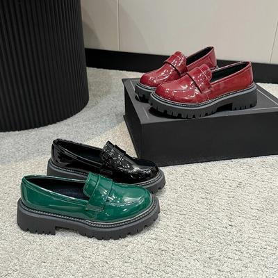 Лакированные туфли-оксфорды для женщин, модные туфли без застежек, туфли на платформе и квадратном среднем каблуке, женские мокасины больших размеров