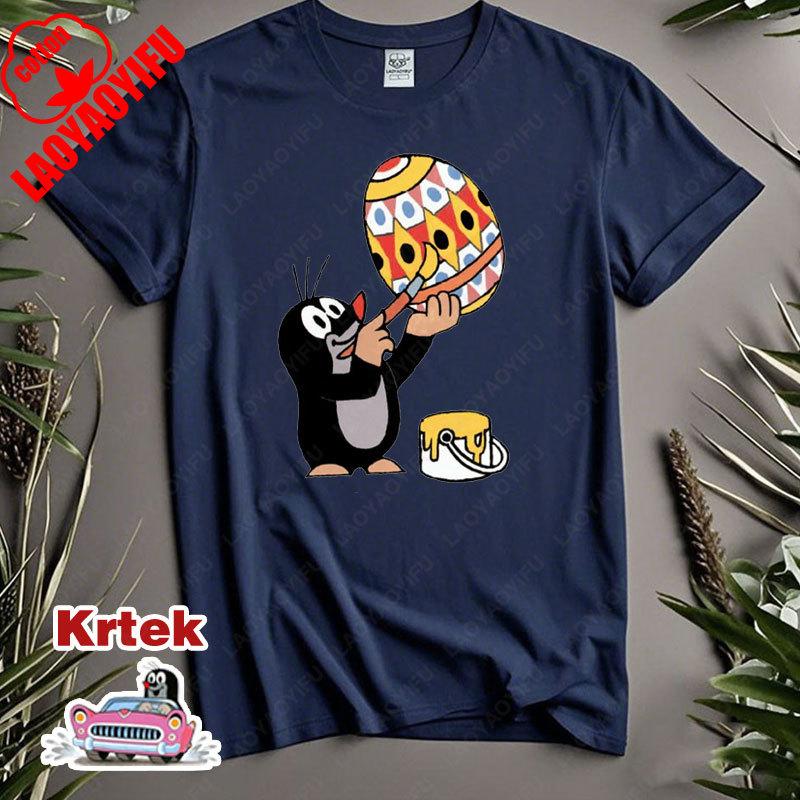 История Кротика Krtek Винтажный Мультфильм Аниме Футболка с Коротким Рукавом Мужская Женская Хлопок Круглый Вырез Повседневная Свободная Смешная Детская Модная Футболка