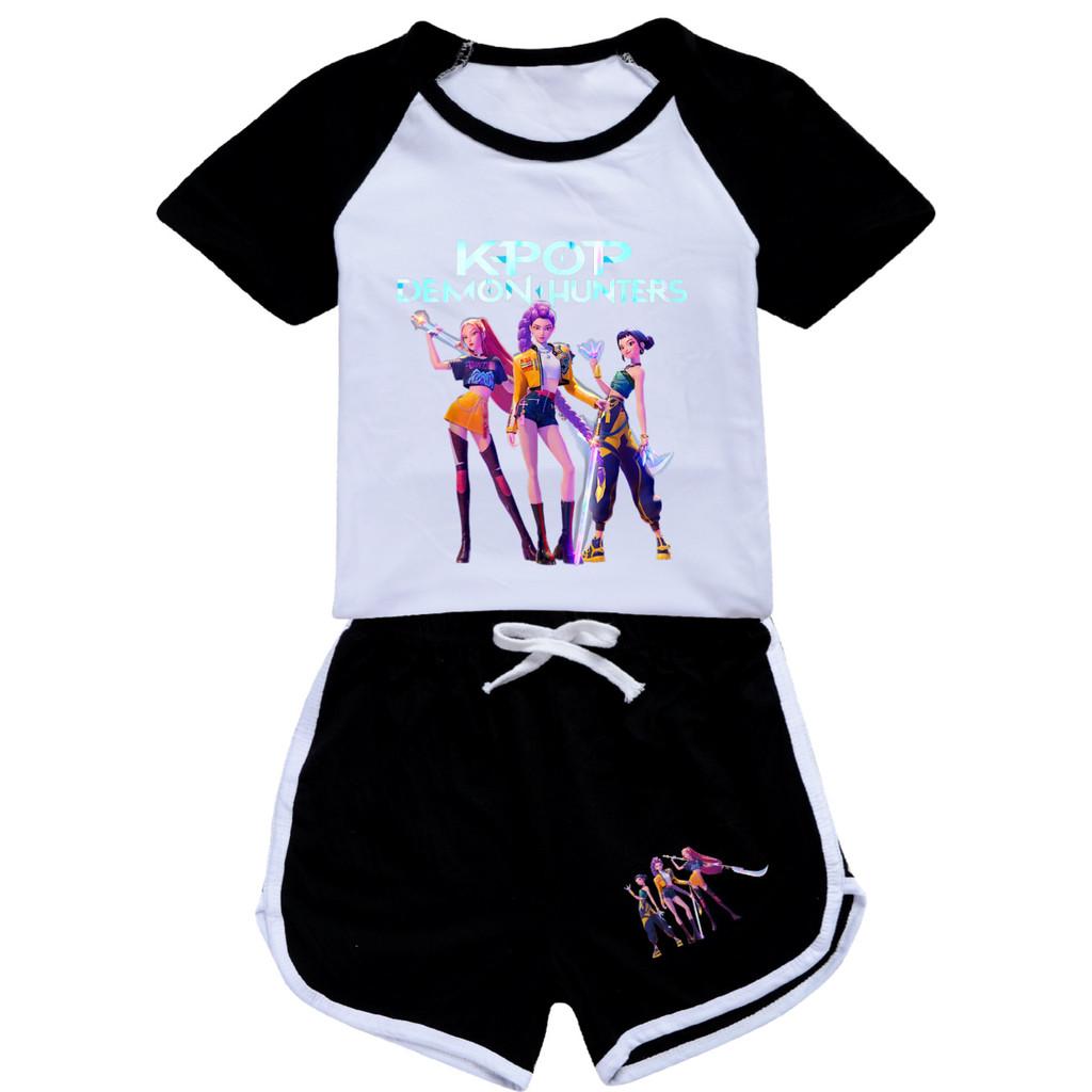 4993 Детский Девочки POP Rumi Zoey Mira Принт Футболка Шорты Спорт Спортивный Костюм Комплект Одежды