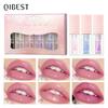 QIBEST Discolouring Lip Oil Set Moisturising, Moisturising and Easy To Apply Doe Lip Mirror Lip Glaze Lipstick Makeup
