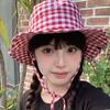 Sweet Stylish Checkered Fisherman Hat For Women With Uv Protection And Wide Brim