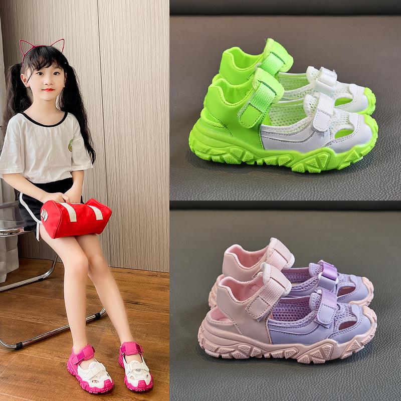 Children's Sports Covered Toes Sandals 2024 Summer Boys Korean Version Kids Fashion Assorted Casual Girls Soft Beach Shoes Mesh