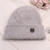 Fashion Rabbit Fur Beanies Women Soft Warm Fluffy Angola Winter Knitted Hat Female Plush Windproof Bonnet Skullies Cap