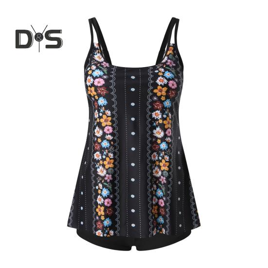 Комплект из 2 предметов: танкини, съемный ремешок, нагрудная накладка, регулируемые лямки, топы с эластичной талией, принтованные плавки, комплект пляжной одежды