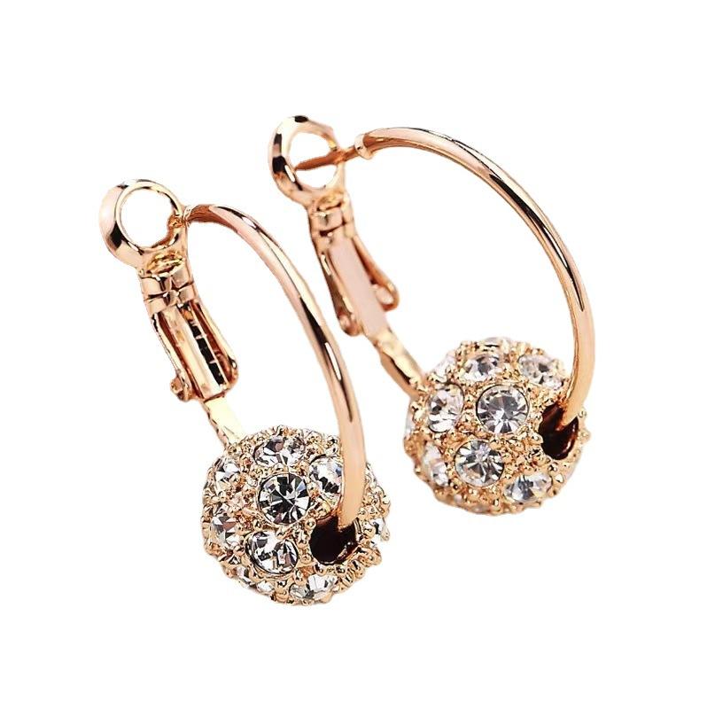 Yunjin Pinduoduo Korean version of creative crystal diamond ball studs, colored diamond small earrings, lucky ball earrings, transshipment
