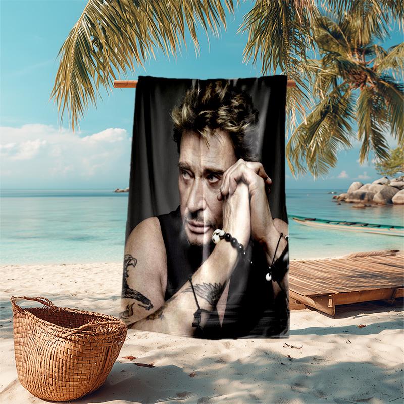 French legendary rock singer and actor Johnny Hallyday towel outdoor camping vacation swimming beach towel outdoor absorbent bath towel Y1