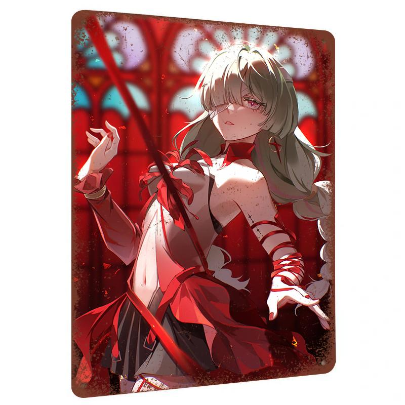 Anime Girl Metal Wall Art Custom Printed Decorative Iron Painting for Home Decoration
