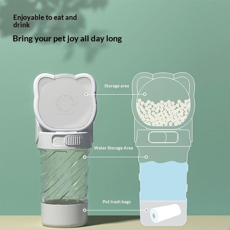 Portable Water Cup New Arrival Dog Water Cup Food Dual Purpose Pet Drinking Cup with Garbage Box, 3 in 1 Pet Water Bottle