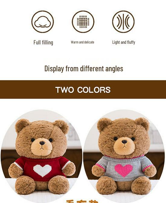Casual Teddy Bear Plush Toy with Sweater - Children's Birthday Gift