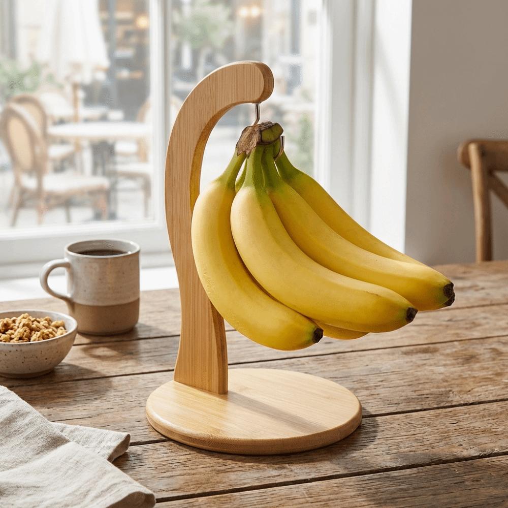 Creative Wooden Banana Rack Space Saving Hanging Kitchen Holder for Fruit,Mugs,Keychains