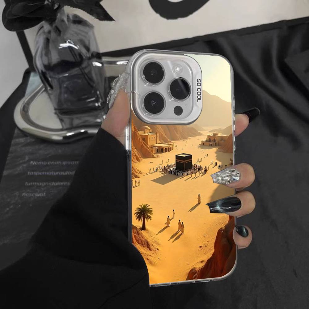 Pilgrims IN Mecca Cover For iPhone 17,16,15,14,13,12,11,Mini,Pro,E,SE4,XS,MAX White Shockproof Candy Matte Cover