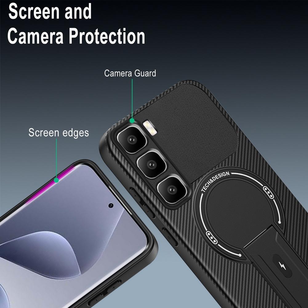 Чехол-подставка из углеродного волокна со встроенным магнитным кольцом для Infinix Hot60 Pro + Hot 60 60i 40i 40 Pro