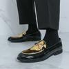 Men's loafers spring and autumn men's patent leather color matching metal