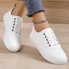 2024 Новая модная однотонная женская спортивная обувь с круглым носком, удобная верхняя одежда, универсальная женская обувь на плоской подошве с мелким кружевом