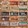 Open and Closed Coffee Bar Metal Sign Wall Art Murals Vintage Tin Poster Shabby Plaque Retro Plates Pub Cafe 3D Home Decoration