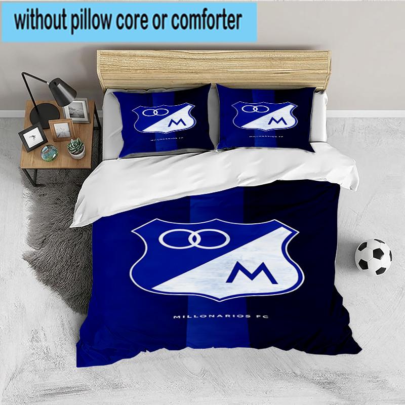 3PCS Blue Shield Emblem Millo-narios Bedding set,Ideal for1pc Duvet Cover And 2pcs Pillowcases Perfect for Christmas Ideal for Bedroom, Dormitory