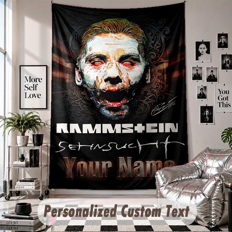 Wall Hanging Tapestry With Custom Name & Text, Rammstein Decorative Tapestry For Bedroom