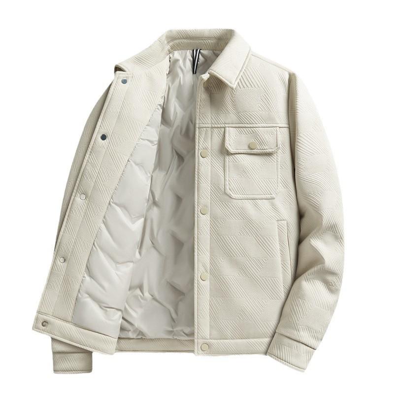 Mens Winter Puffer Jacket Loose Fit Casual Turn-Down Collar 50% Duck Down Warm Lightweight Outerwear Cold Days