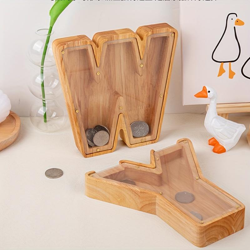 Уникальная деревянная прозрачная копилка с буквами - креативная банка для сбережений монет с английскими буквами, украшение для дома, подарок на Хэллоуин и Рождество