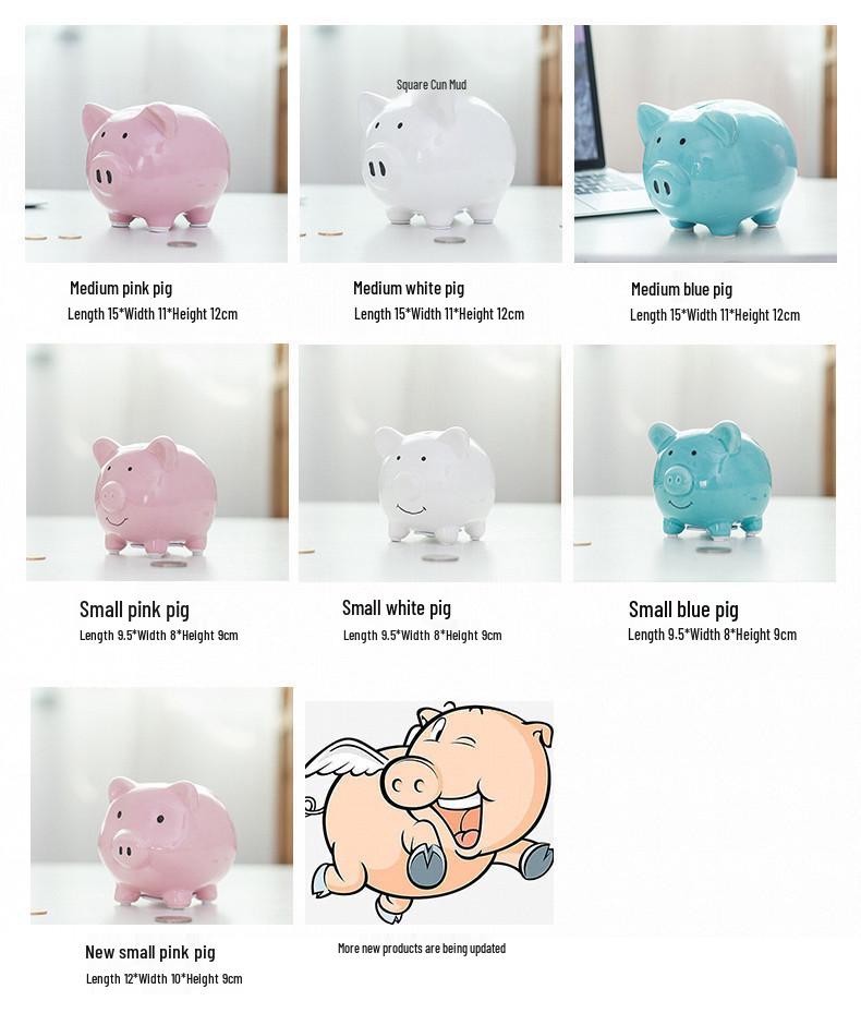 Large Ceramic Piggy Bank for Kids - No Outflow Savings Jar, Perfect for Coins and Gifts