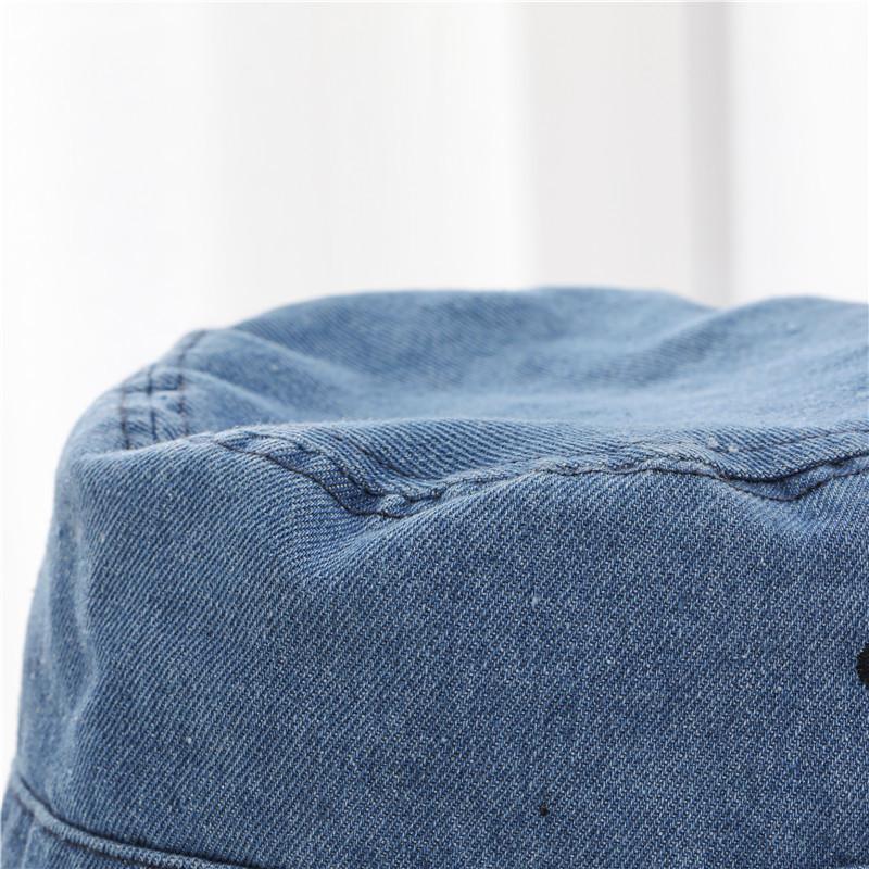 Japanese-style denim fisherman hat for women, Harajuku retro Hong Kong style bucket hat, spring-summer bucket hat, Korean version trendy plain hat
