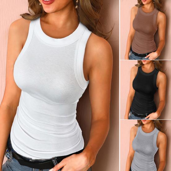 Женский жилет, однотонная облегающая эластичная футболка в рубчик с футболкой для повседневного ношения