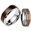 Men's Women's Fashion Creative Wide Band Wood Titanium Steel Ring Size
